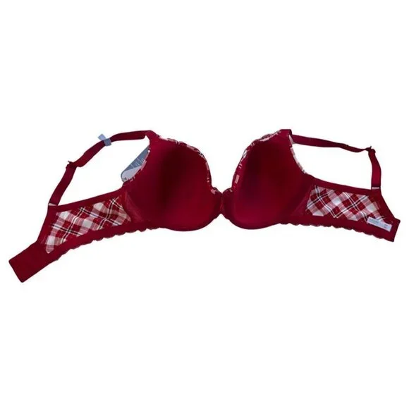 Ambrielle Organic Cotton Demi Classic Racerback Red Plaid Bra Size 40D - Picture 8 of 10